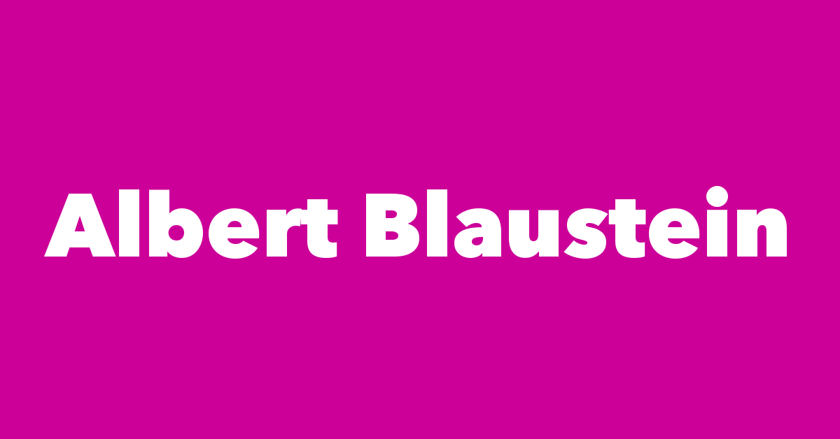 Phylliis &Albert (Editors) BLAUSTEIN
